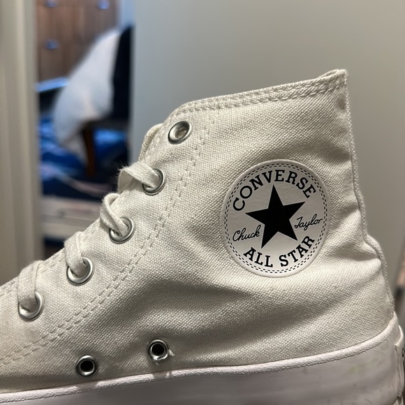 White Lugged Platform High Top Converse - Picture 8 of 8
